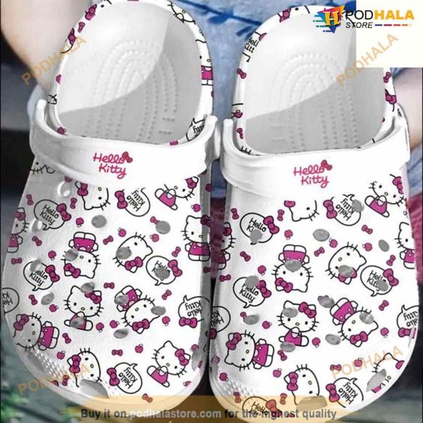 Hello Kitty Pattern Pink White Crocs Clogs Crocband Shoes