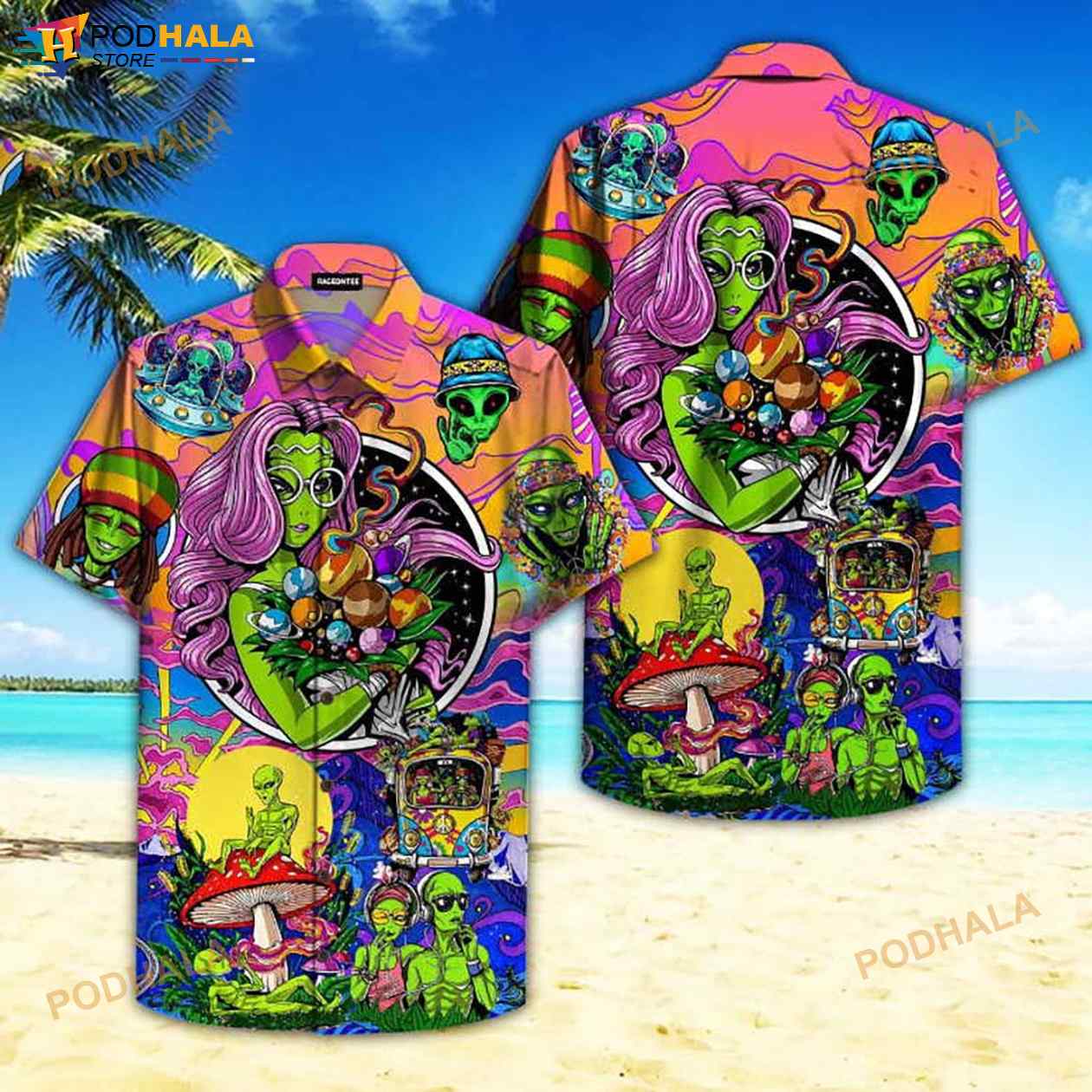 Hippie Alien Peace Life Color Limited 3D Funny Hawaiian Shirt Hippie Alien Peace Life Color Limited 3D Funny Hawaiian Shirt