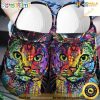 Hippie Colorful Cat Custom Crocs Shoes Clogs Shoes