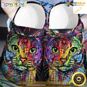 Hippie Colorful Cat Custom Crocs Shoes Clogs Shoes