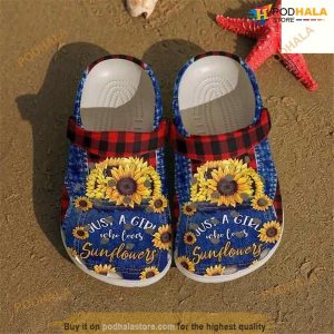 Hippie Girl Loves SuNFLowers Gift For Lover Rubber Crocs Crocband Clogs