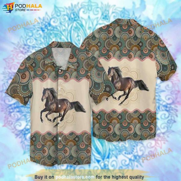 Horse Mandala Funny Hawaiian Shirt, Hawaiian Button Up Shirt