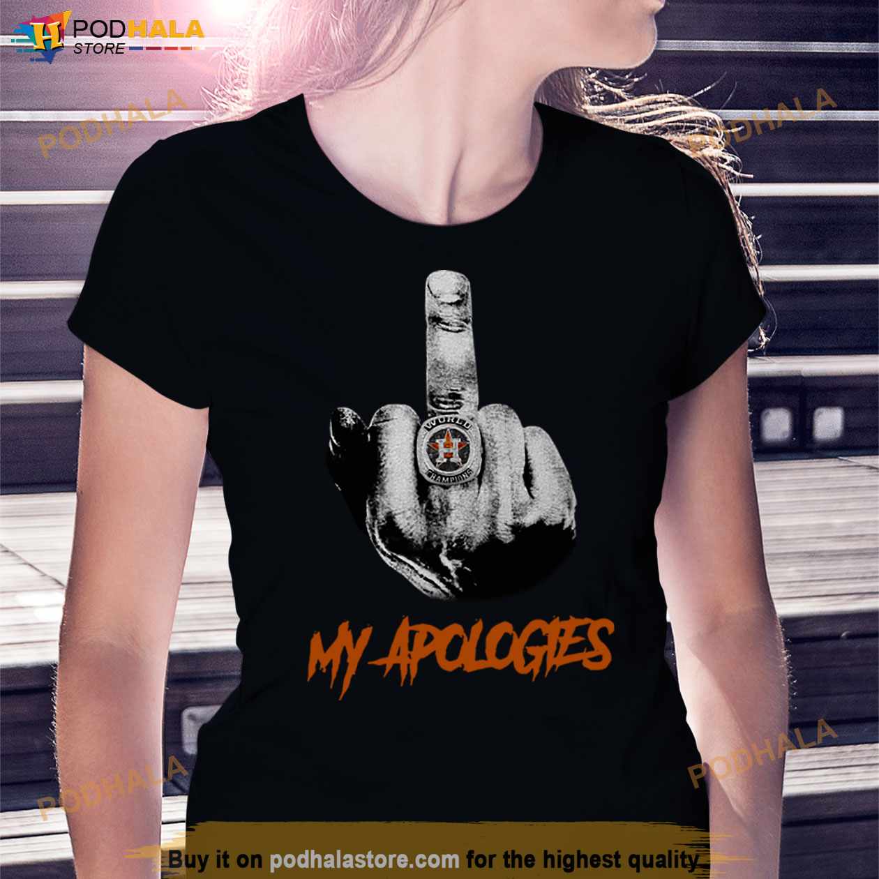 Cute Houston Astros My Apologies Middle Finger Shirt - ProposeTees