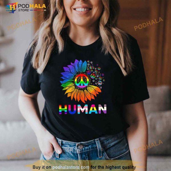 Human Sunflower Rainbow LGBT Flag Gay Pride Proud LGBTQ Shirt