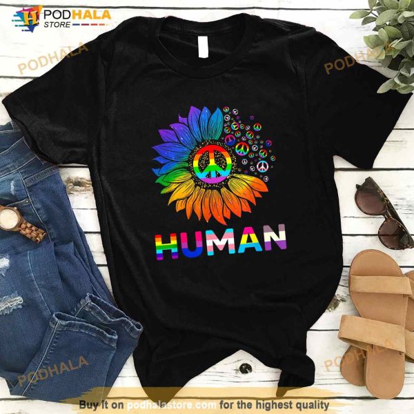 Human Sunflower Rainbow LGBT Flag Gay Pride Proud LGBTQ Shirt