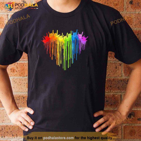 I Love You Hand Sign Rainbow Heart ASL Gay Pride LGBT Shirt