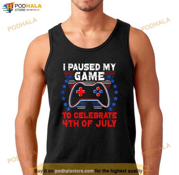 I Paused My Game To Celebrate 4th Of July Gamer Boys Kids Shirt
