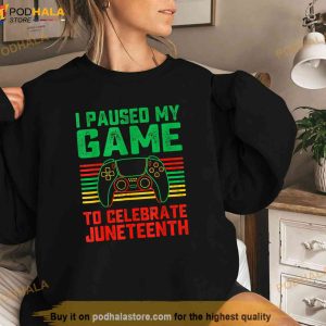 I Paused My Game To Celebrate Juneteenth Gamer 1865 Men Boys Shirt 3