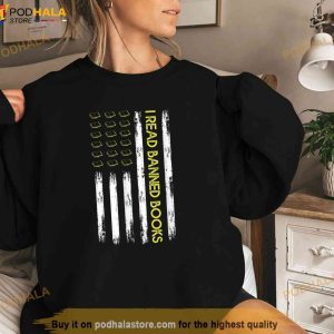 I Read Banned Books Retro Usa Flag Reading Librarian Reader Shirt 2