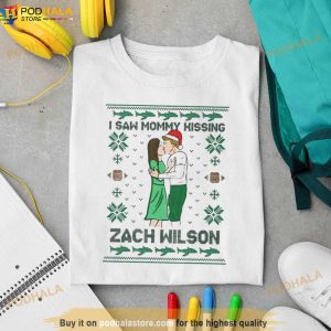 I Saw Mommy Kissing Zach Wilson Ugly Christmas Shirt