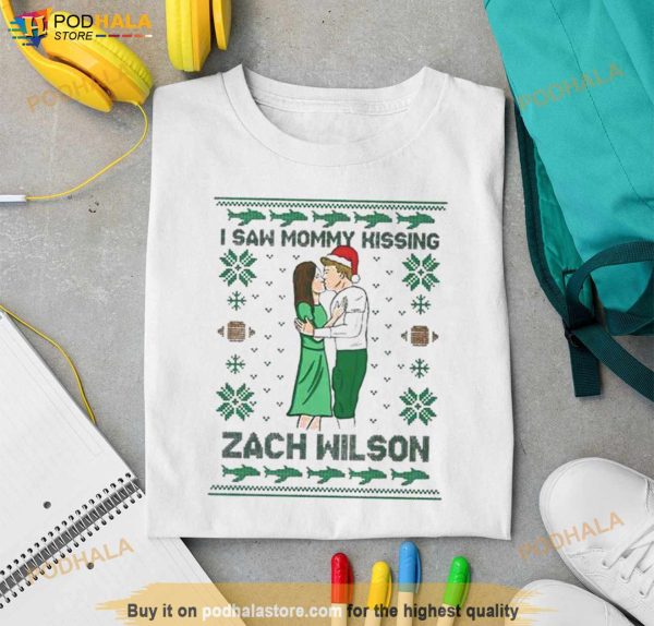 I Saw Mommy Kissing Zach Wilson Ugly Christmas Shirt