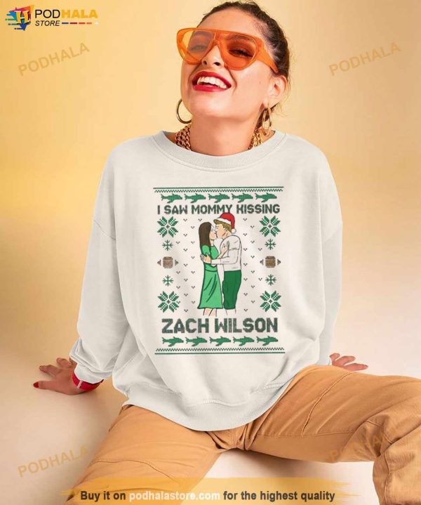 I Saw Mommy Kissing Zach Wilson Ugly Christmas Shirt