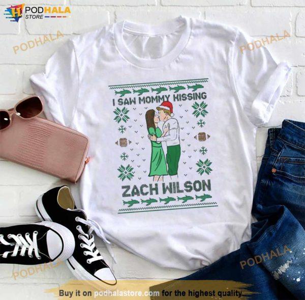 I Saw Mommy Kissing Zach Wilson Ugly Christmas Shirt