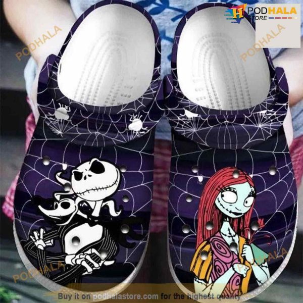 Jack And Sally Halloween Spiderweb Crocs Clog Shoes