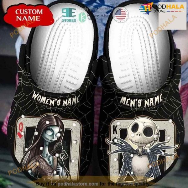 Jack And Sally King Queen Custom Name Clog Crocs Shoes