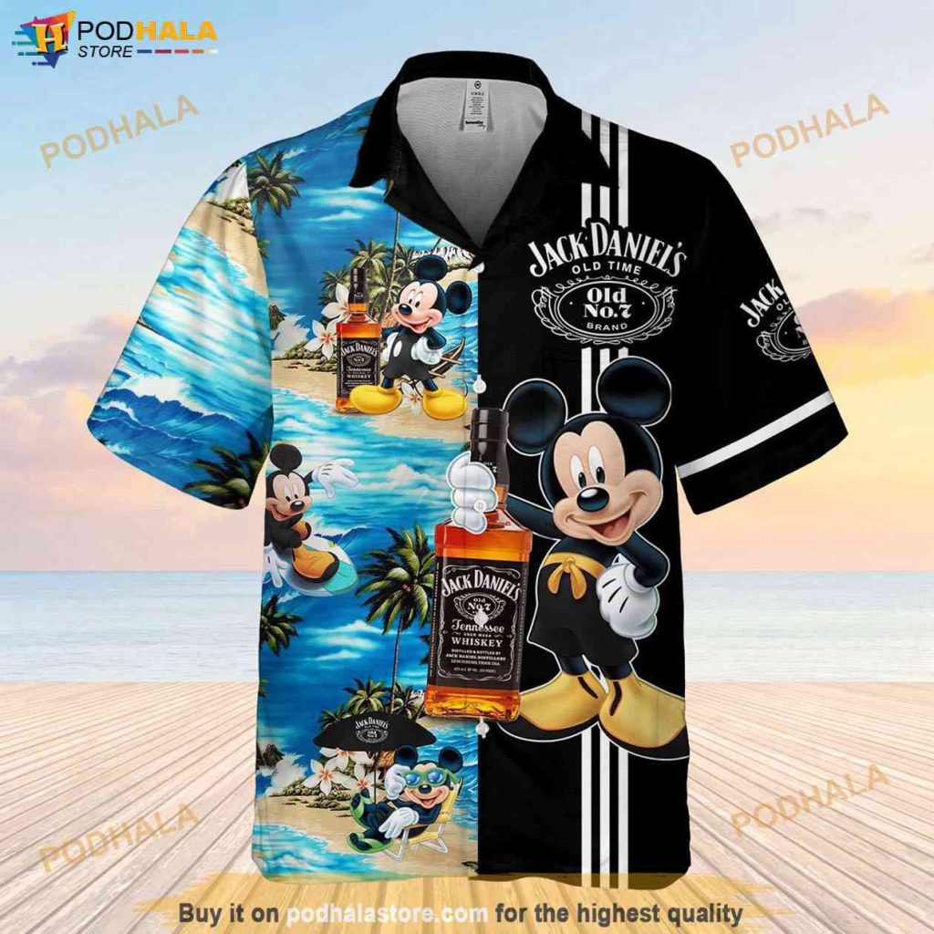 Jack Daniels Old Time Mickey Mouse Hawaiian Shirt, Summer Shirt Gift