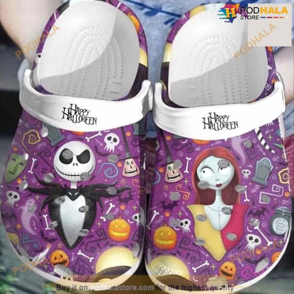 Jack Skellington And Sally Crocs Clog Shoes, Nightmare Before Christmas Crocs Shoes