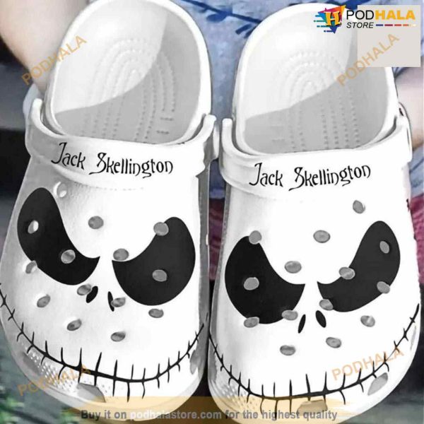 Jack Skellington Black And White Crocs Clog Shoes