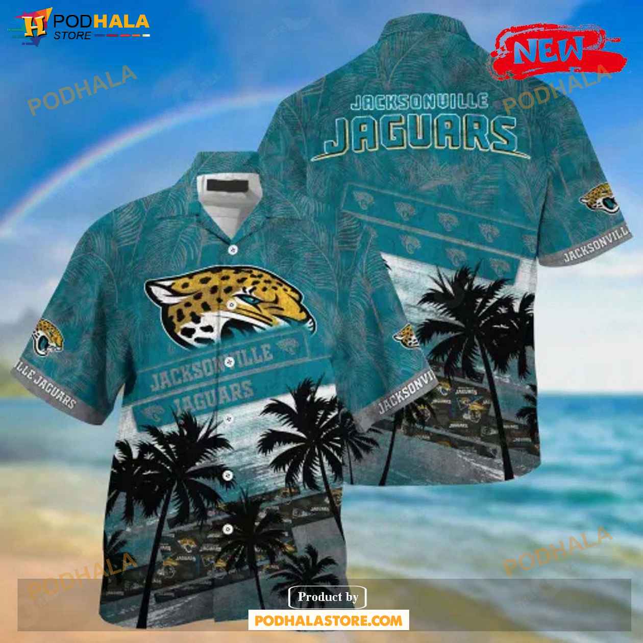 Jacksonville Jaguars Nfl Palm Tree Pattern For Sports Fans Unisex Sport Hawaiian Shirt Jacksonville Jaguars Nfl Palm Tree Pattern For Sports Fans Unisex Sport Hawaiian Shirt