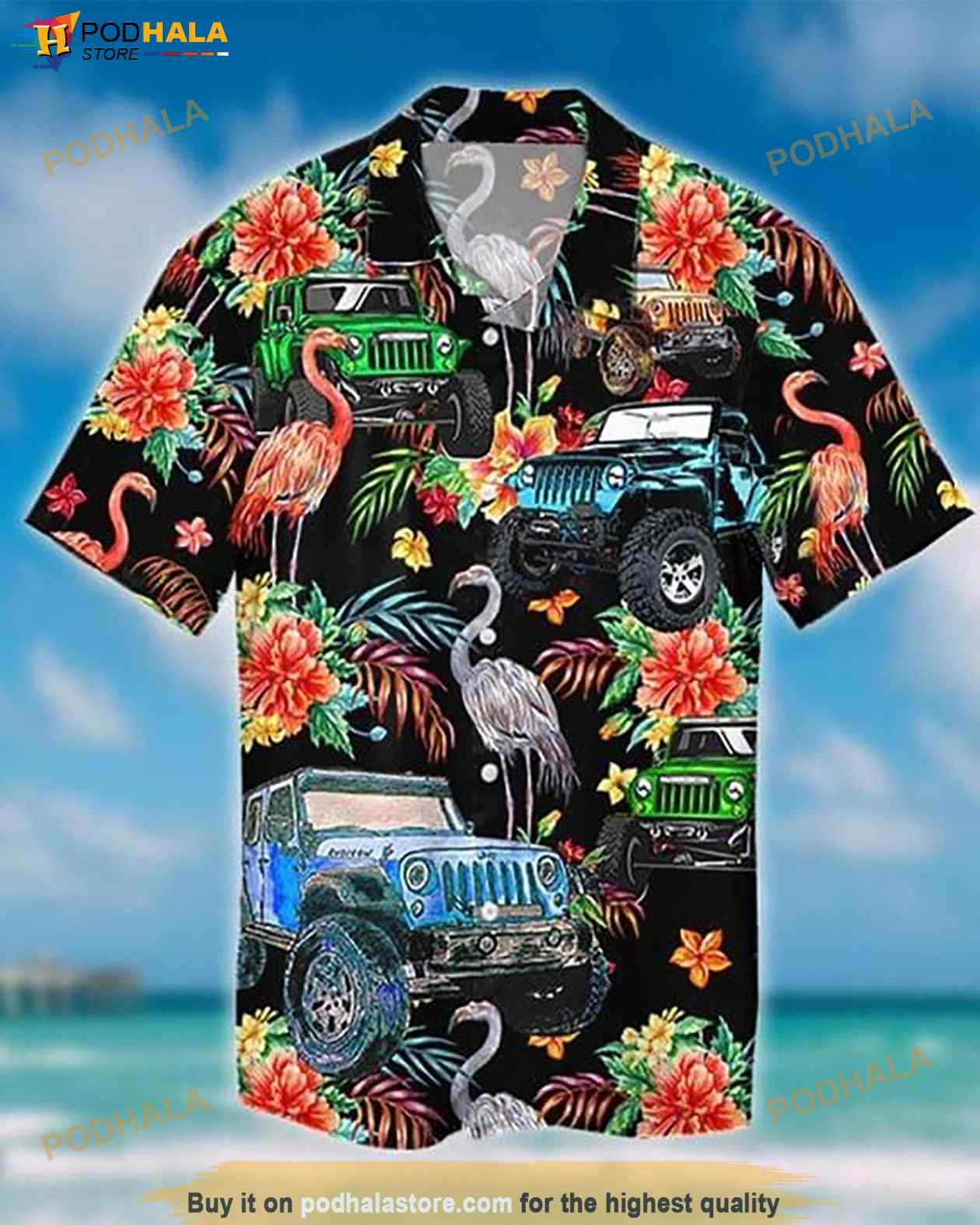 Flamingo Beach Funny Hawaiian Shirt Outfit - T-shirts Low Price