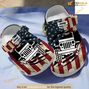 Jeep Life Usa Flag Crocs Crocband Clog Fashion Style For Women Men Funny