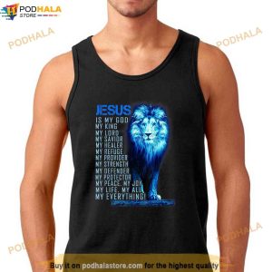 Jesus Is My God King My Lord My Savior Blue Lion Christian Shirt