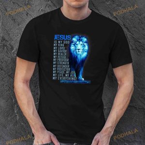 Jesus Is My God King My Lord My Savior Blue Lion Christian Shirt 2