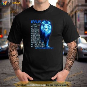 Jesus Is My God King My Lord My Savior Blue Lion Christian Shirt 3