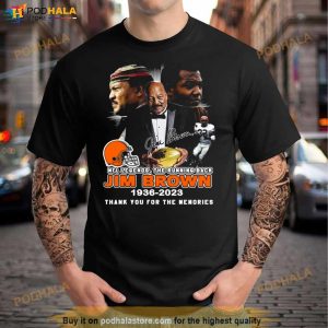 Jim Brown Nfl Legend The Running Back 1936 2023 Thank You For The Memories Signatures Shirt 3