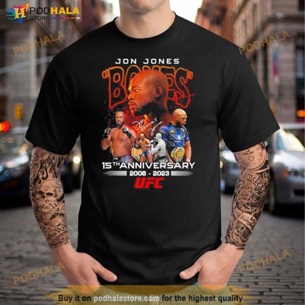 Jon Jones Bones 15th Anniversary 2008 2023 Signatures Shirt