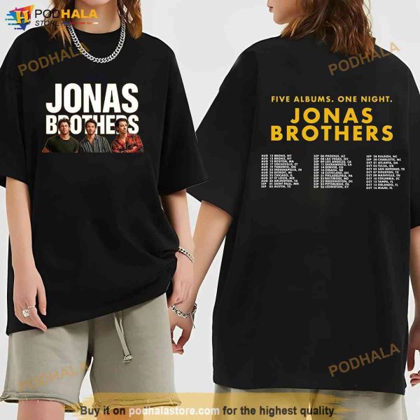 Jonas Brothers Five Albums One Night The Tour 2023 Shirt, Jonas Brothers Fan Merch