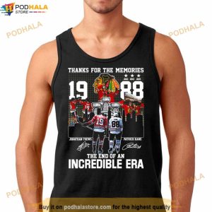 Jonathan Toews Vs Patrick Kane Chicago Blackhawks Thanks For The Memories The End Of An Incredible Era Skyline Signatures Shirt