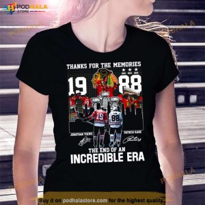Jonathan Toews Vs Patrick Kane Chicago Blackhawks Thanks For The Memories The End Of An Incredible Era Skyline Signatures Shirt 3