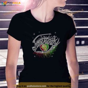 Juneteenth Eyes Rhinestone Melanin Black Women Queen Afro Shirt 2