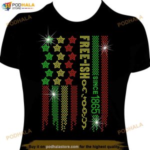 Juneteenth Flag Rhinestone Mega Bling Shirt 2