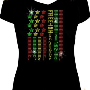 Juneteenth Flag Rhinestone Mega Bling Shirt 3
