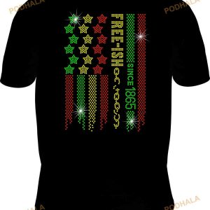 Juneteenth Flag Rhinestone Mega Bling Shirt 4