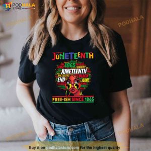 Juneteenth Freeish Since 1865 Afro Black Women Messy Bun Shirt