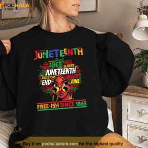 Juneteenth Freeish Since 1865 Afro Black Women Messy Bun Shirt 2
