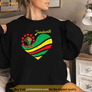 Juneteenth Heart Africa Fist June 19th 1865 Men Women Kids Shirt 2