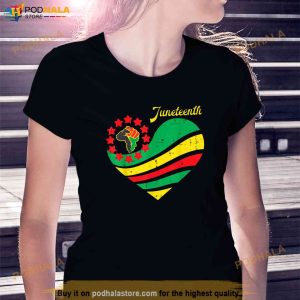 Juneteenth Heart Africa Fist June 19th 1865 Men Women Kids Shirt 3