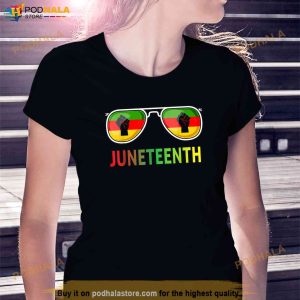 Juneteenth Sunglasses Black Pride Flag Fists Men Women Kids Shirt 2