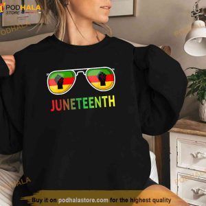 Juneteenth Sunglasses Black Pride Flag Fists Men Women Kids Shirt 3