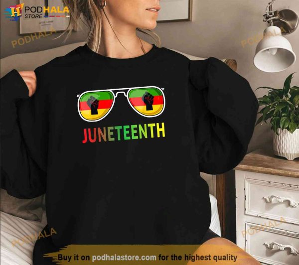 Juneteenth Sunglasses Black Pride Flag Fists Men Women Kids Shirt