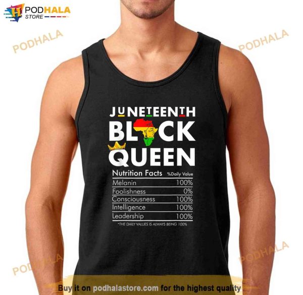 Juneteenth Womens Black Queen Nutritional Facts 4th Of July Shirt
