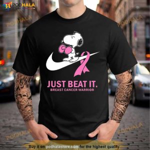 Just Beat It Breast Cancer Warrior Snoopy Shirt 2