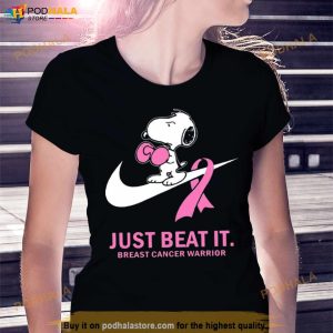 Just Beat It Breast Cancer Warrior Snoopy Shirt 3