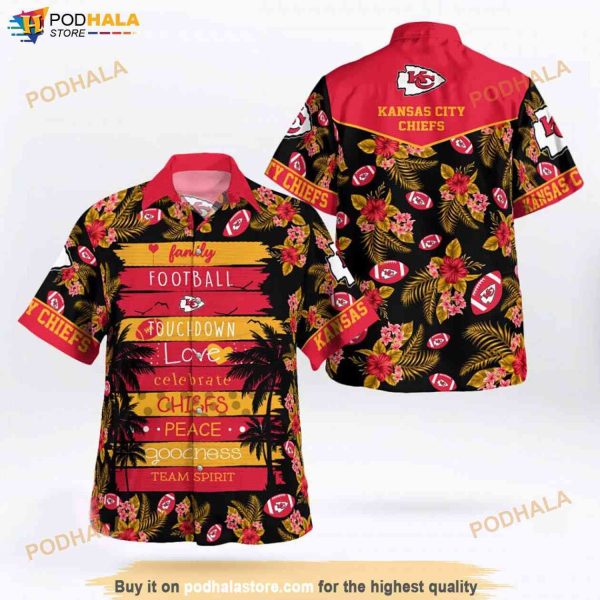 Kansas City Fan Football Love Chiefs Hawaiian Shirt, Peace Red Button Shirt