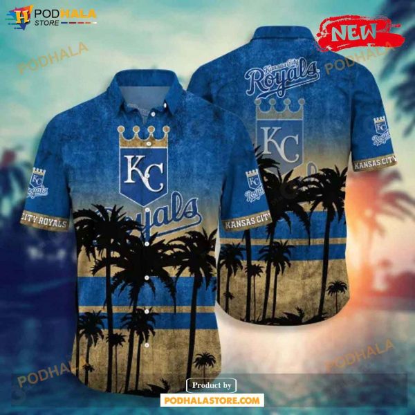 Kansas City Royals MLB Tropical Coconut Tree Sunset Design Hawaiian Shirt