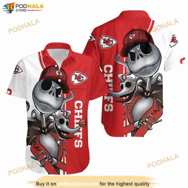 Kc Chiefs Jack Skellington Hawaiian Shirt, Nfl Kansas City Chiefs Gifts